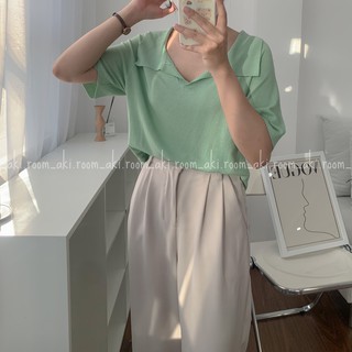 Áo len mongtoghi cổ bẻ rộng