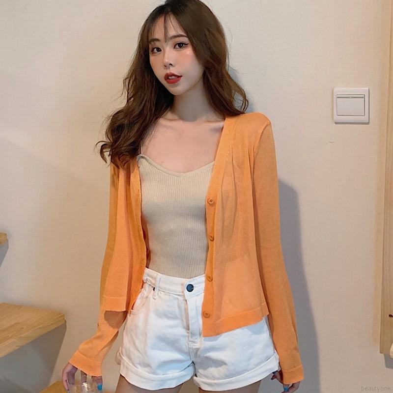 Áo Cardigan Dệt Kim Tay Dài Phối Nút Thiết Kế Cổ Chữ V Thanh Lịch | BigBuy360 - bigbuy360.vn