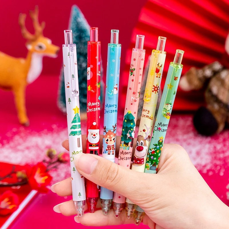 Bút Mực Gel Họa Tiết Giáng Sinh Hoạt Hình Có Thể Thu Gọn