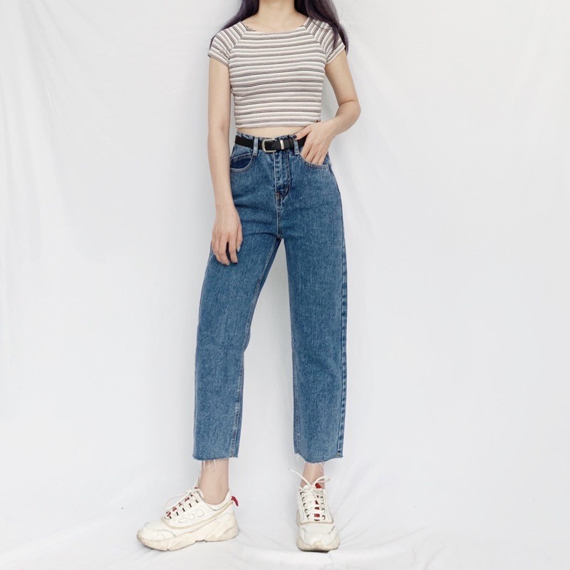 Quần Baggy jeans ống rộng vừa q1835ti cạp cao