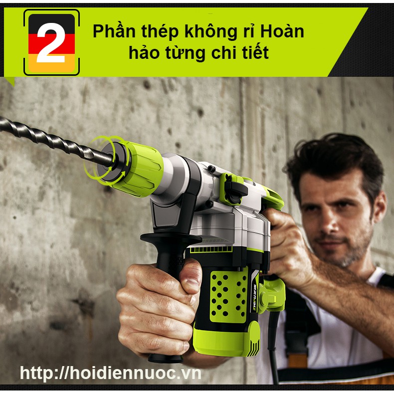 Bộ máy khoan bê tông Zhipu 2400W Shibaura Electric Picks, Đức, công suất cao, phá hủy tường, bê tông Full phụ kiện