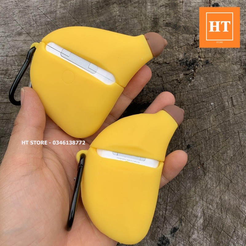 Case Vỏ bọc ốp tai nghe Airpods 1 2 Pro chất liệu Silicone dày dặn hình quả chuối siêu dễ thương