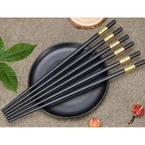 Combo 10 đôi đũa hợp kim khảm vàng chống mốc chống trơn
