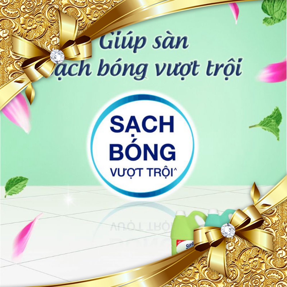 Nước Lau Sàn Sunlight Tinh Dầu Thảo Mộc Hoa Hạ Và Bạc Hà  chai 1kg