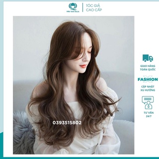 Tóc giả nguyên đầu xoăn dài 2 mái