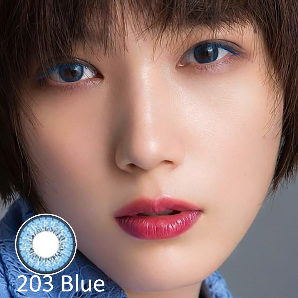 Kính áp tròng 203 Blue không độ Hàn Quốc