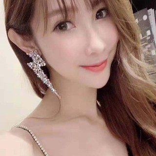 Bông Tai Mạ Bạc 925 Hình Tia Chớp Đính Đá Xinh Xắn Cho Nữ