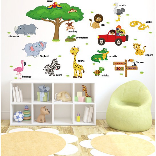 Decal dán tường vườn thú vui nhộn