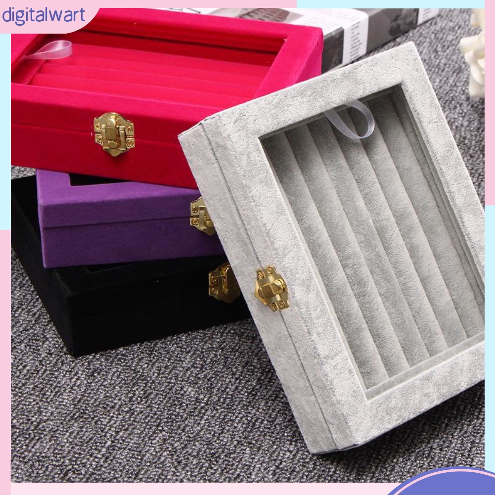 Khay Đựng Trang Sức Bằng Nhung Có Nắp Kính Tiện Dụng