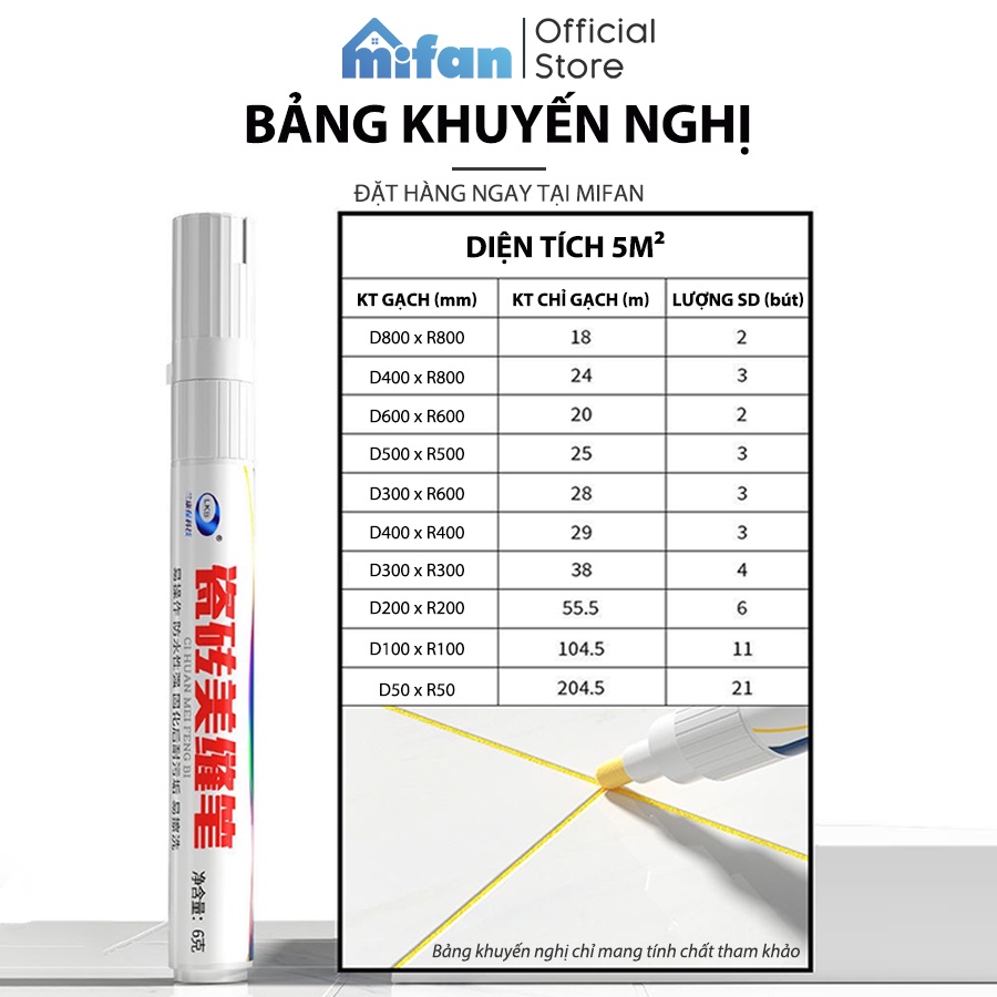 Bút Sơn Kẻ Chỉ Gạch LKB 6gr - Keo chà ron sứ làm mới mạch sàn nền nhà tắm, ốp tường, bồn rửa chén, bồn cầu - Chính hãng