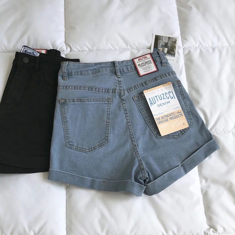 Quần Short denim Lưng Cao Màu Sắc Tươi Sáng Thời Trang Mùa Hè Cho Nữ