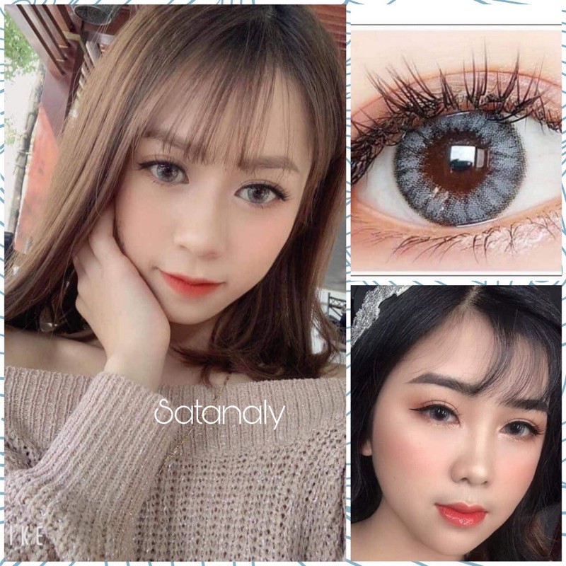 [ Hot trend] Lens xám khói giãn tròng nhỏ (sử dụng 12 tháng) kèm khay đựng