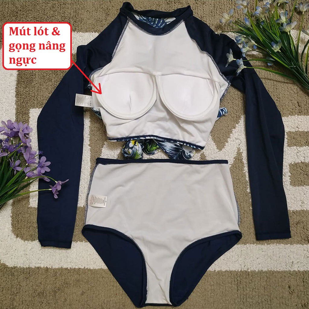 Đồ bơi nữ, áo tắm crotop dài tay quần cạp cao BK-384i | BigBuy360 - bigbuy360.vn