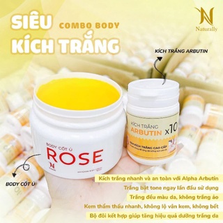 Kem body cốt ủ Rose trắng da kèm quà
