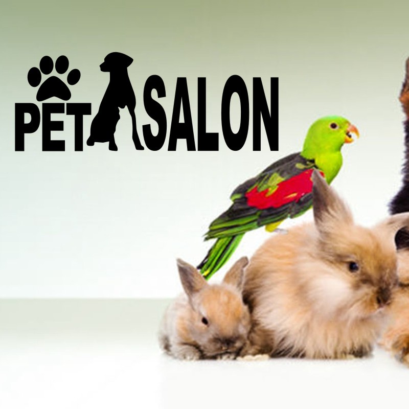 Miếng Dán Tường Vinyl Hình Chó Mèo Trang Trí Cửa Hàng Salon