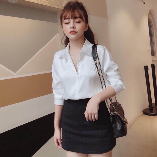 Áo sơ mi lụa vân dior nopi shop