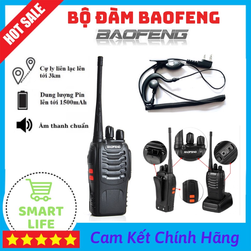 Bộ Đàm Baofeng 888s Bộ Đàm Chuyên Dụng Dung Lượng Kênh Lên Đến 16 Kênh Bộ Sản Phẩm Đầy Đủ Phụ Kiện Tặng Kèm Tai Nghe