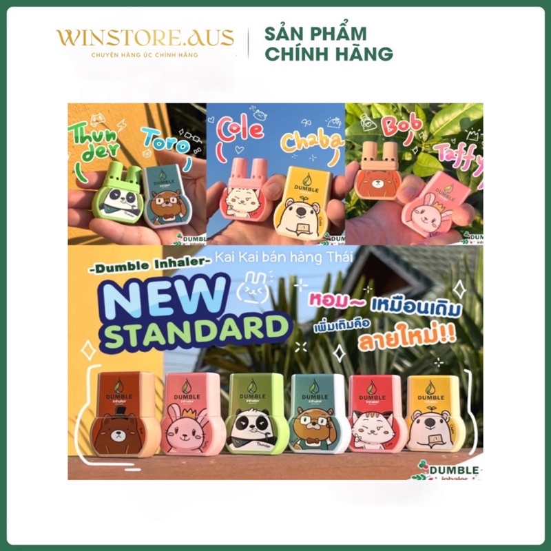 Ống hít thông mũi BKPP thảo dược hình thú Dumble Inhaler Thái Lan Chính Hãng [Màu Ngẫu Nhiên]