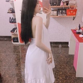 đầm suông yếm hở lung