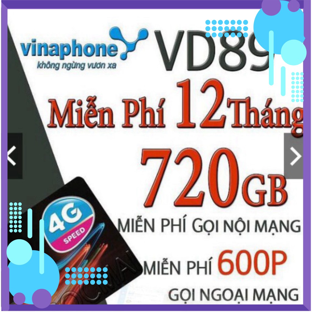 CỰC RẺ SIM VINA D60G,VD89, VD149 ĐÃ DK GÓI 1 NĂM 6GB/NGÀY, 200 PHÚT ngoại mạng, miễn phí nội mạng MUA 1 LẦN DÙNG CẢ NĂ