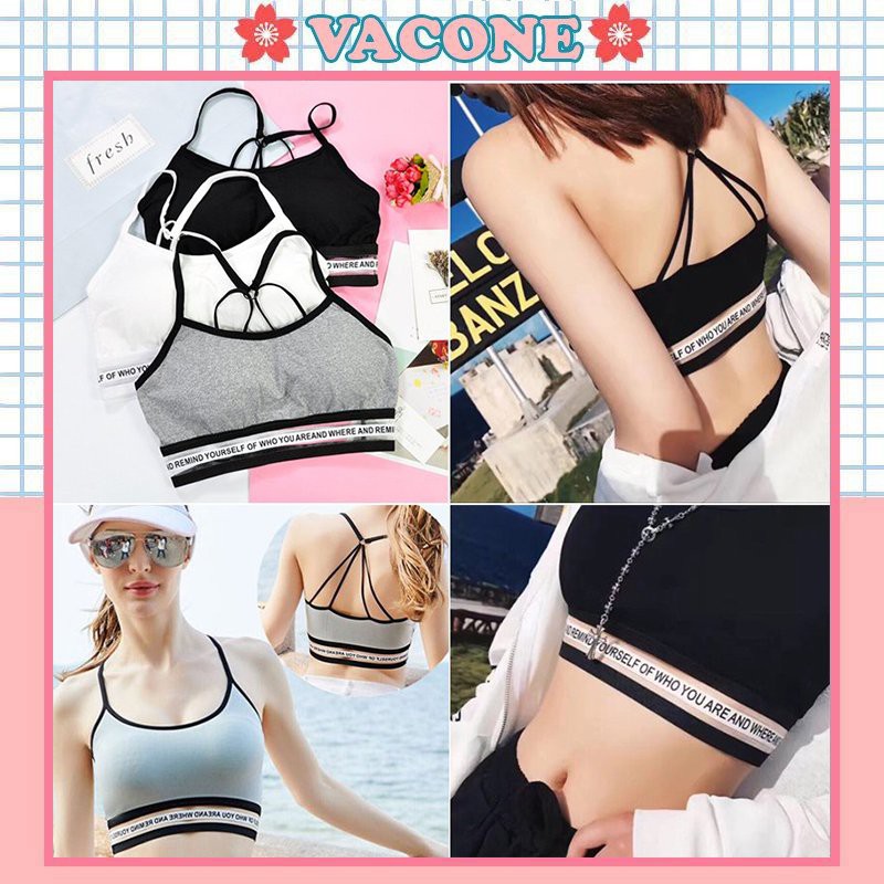 [Mã WASTUP giảm 10% tối đa 30K đơn 99K] Áo bra nữ dây đan chéo tập gym viền chữ Vatone BR15