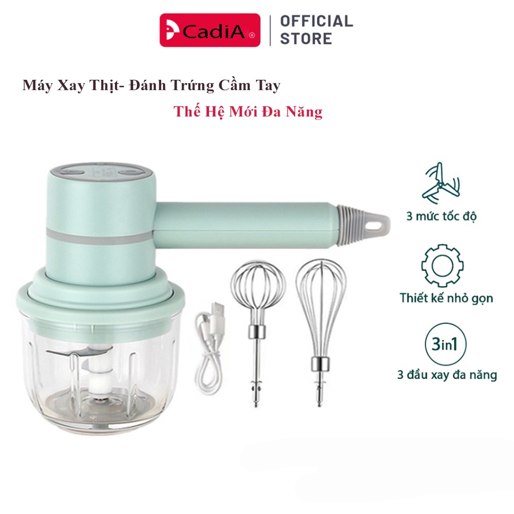 Máy Đánh Trứng Cầm Tay 3 trong 1 đa năng pin sạc - Máy xay thịt tỏi ớt hạt tiêu đánh sữa cafe mini không dây