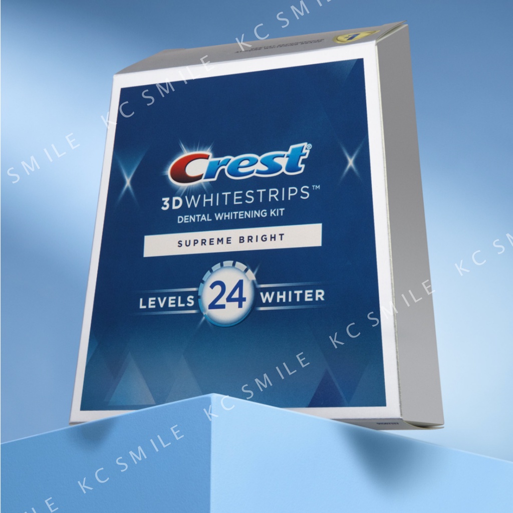 FullBox hộp 21 Gói Miếng dán trắng răng Crest 3D White Supreme FlexFit (Bright) - Độ làm trắng răng cao