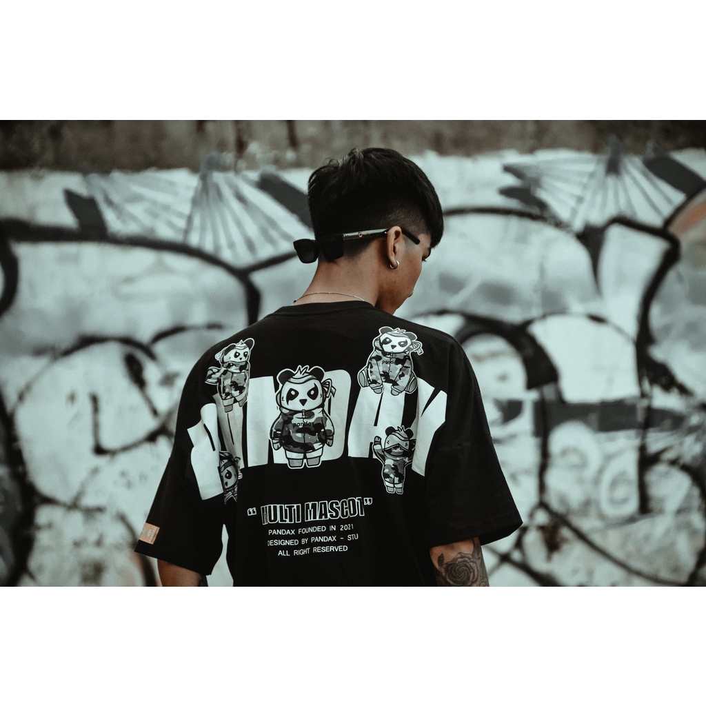 Áo thun tay lỡ PANDAX Mutil logos , basic tee local brand unisex , oversize nam nữ premium cotton 100%