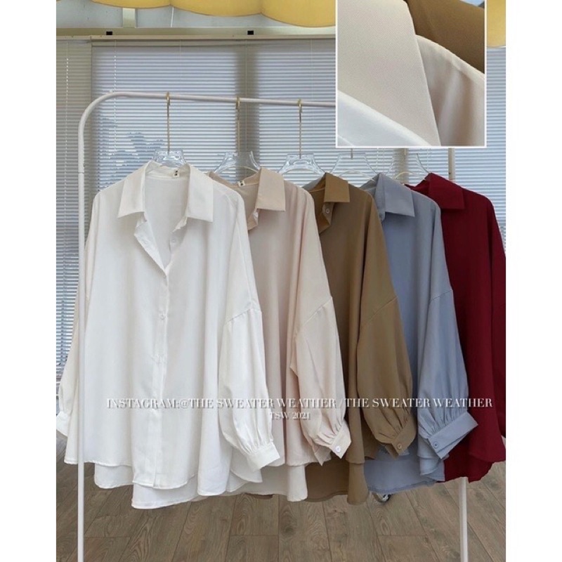 Áo Sơmi Cánh Dơi vải Voan Trượt tay bồng Oversize phong cách Hàn Quốc A72