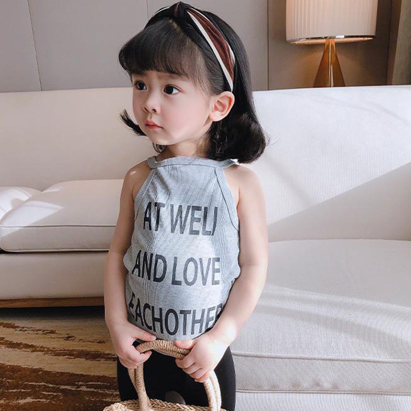 Áo Sát Nách In Chữ Thời Trang Mùa Hè Hàn Quốc Cho Bé Gái