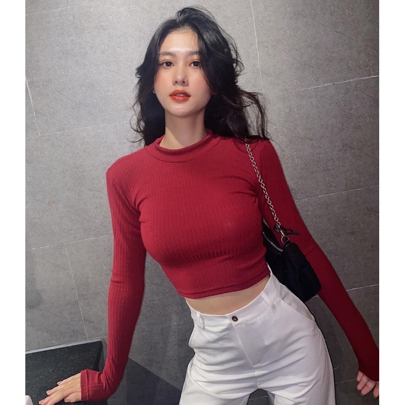 𝐁𝐞𝐬𝐭 𝐒𝐞𝐥𝐥𝐞𝐫  Áo croptop khoét lưng tay dài  POPPY CROPTOP