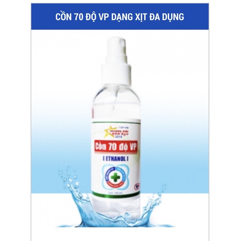 Cồn 70 độ Vĩnh Phúc dạng xịt chai 100ml (Vệ sinh, rửa tay, lau màn hình…)