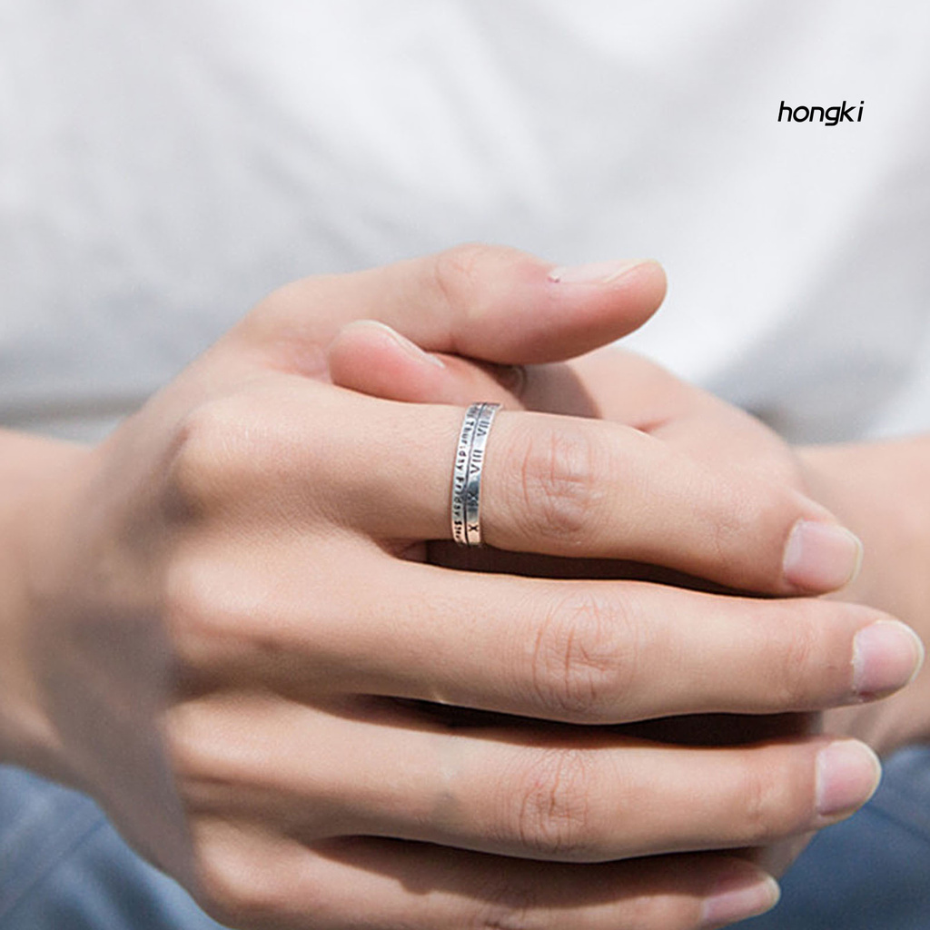 Nhẫn Hở Khắc Chữ Số La Mã Phong Cách Retro