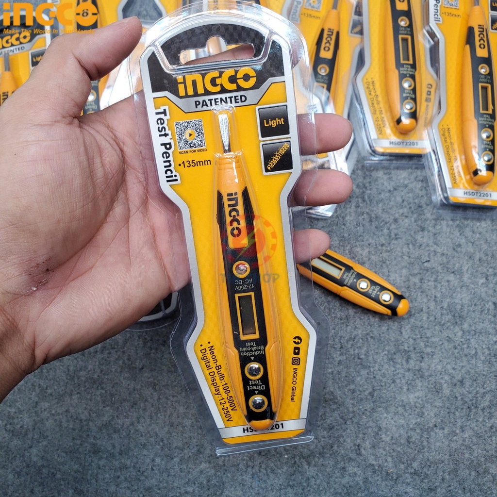 Bút thử điện kỹ thuật số đa năng thông minh INGCO HSDT2201 đầu dò điện áp cảm ứng không tiếp xúc dòng điện
