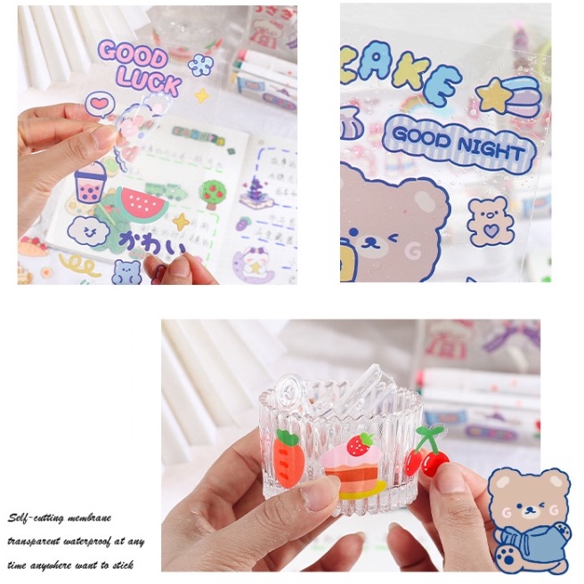 [Hình dán] Set 1 Tấm Hình Dán Dễ Thương Chất Lệu Pet Sticker Nhãn Dán Trang Trí Dễ Thương Phong Cách Hàn Quốc Ins