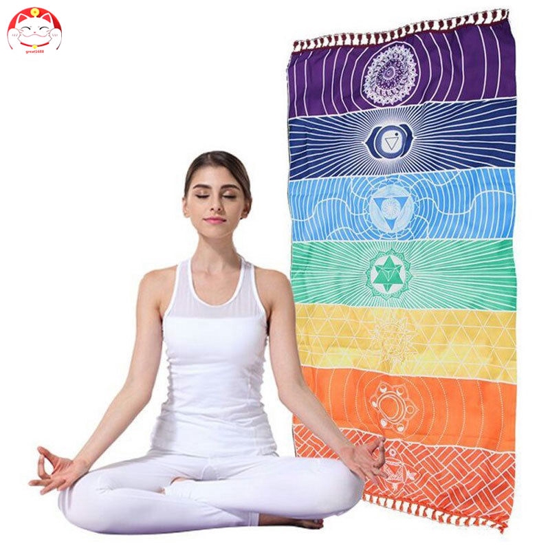 Thảm Tập Yoga Màu Cầu Vồng Phong Cách Boho