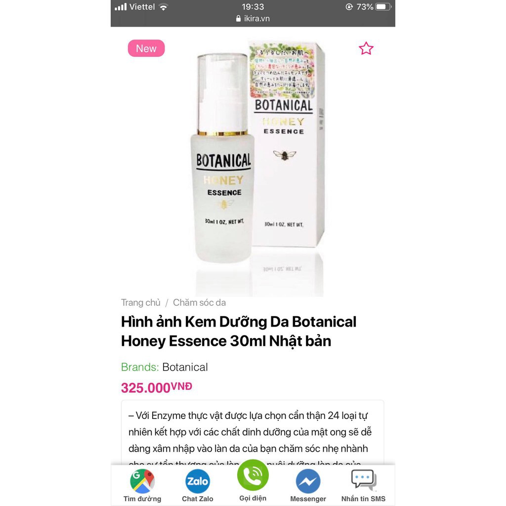 (Sale) Serum tinh chất dưỡng da essence Botanical Mật ong thiên nhiên, collagen , cấp ẩm cao Nhật Bản