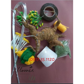 Combo trọn bộ làm cây mai giả bằng vải voan