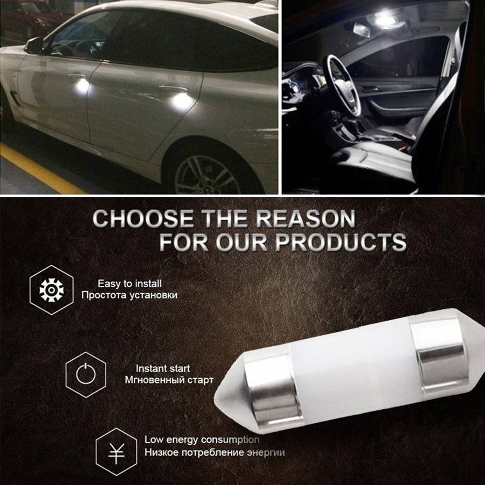 Bộ 2 Đèn Led Cob 31mm Ánh Sáng Trắng 36mm Gắn Biển Số Xe Hơi