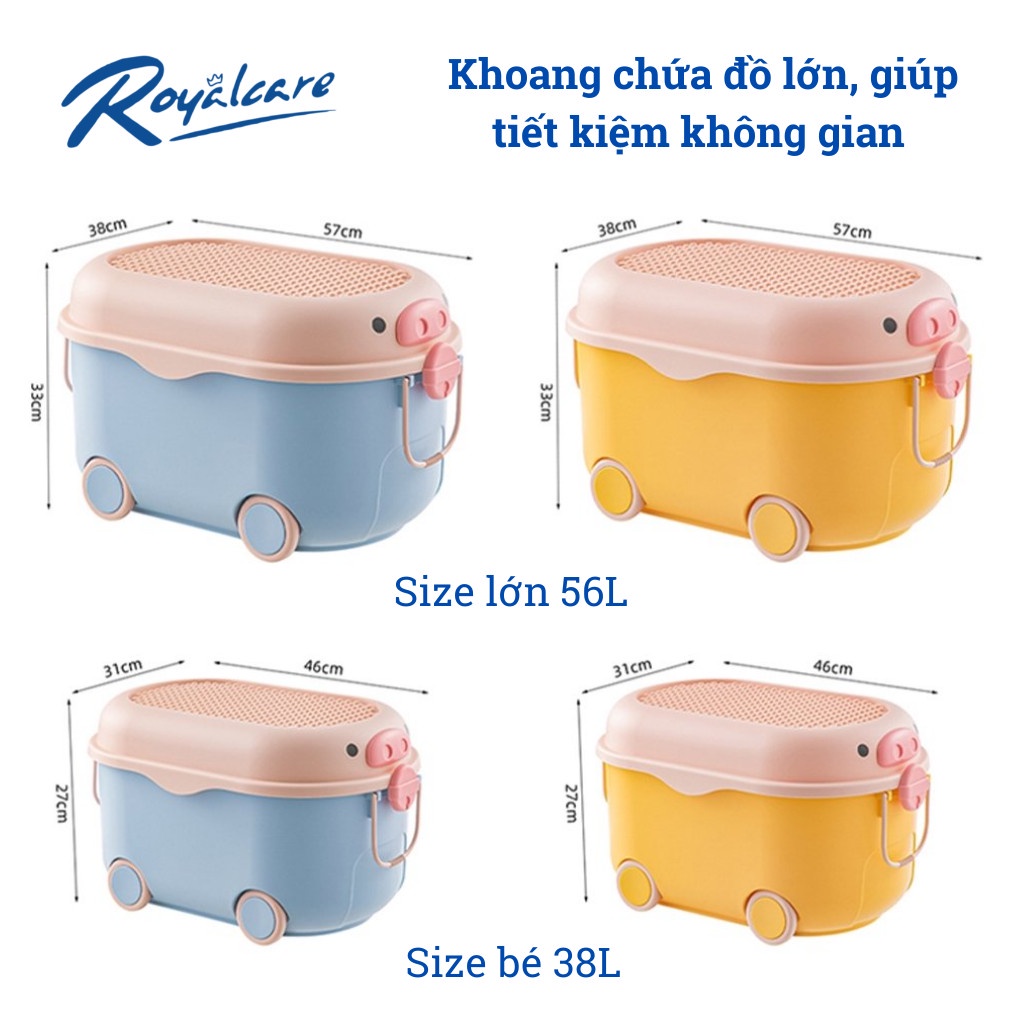 Thùng đựng đồ chơi có bánh xe hình con vịt cho bé Royalcare 8637