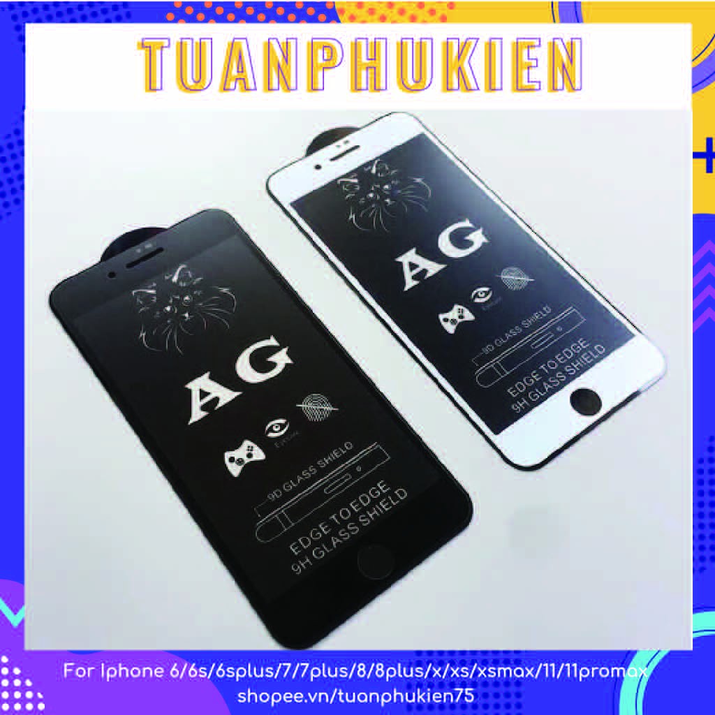 Kính Cường Lực Iphone ⚡ Kính Cường Lực IPHONE Chống Vân Tay ⚡ Full Size Từ Iphone 6 - 11 Promax - Tuấn Case 75