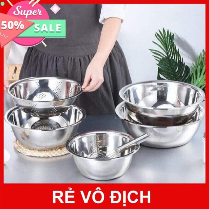 Combo bộ 5 rổ và chậu inox 304 cao cấp - Sieuthigiadinh.2021