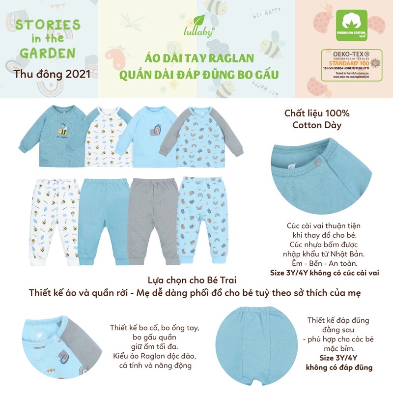 [Lullaby/Chính Hãng] Bộ sưu tập quần áo dài tay bé trai raglan