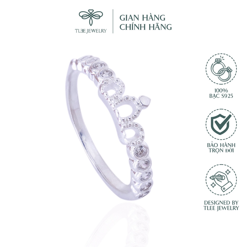Nhẫn bạc nữ TLEE vương miện ba chóp xinh xắn NCJ A0134