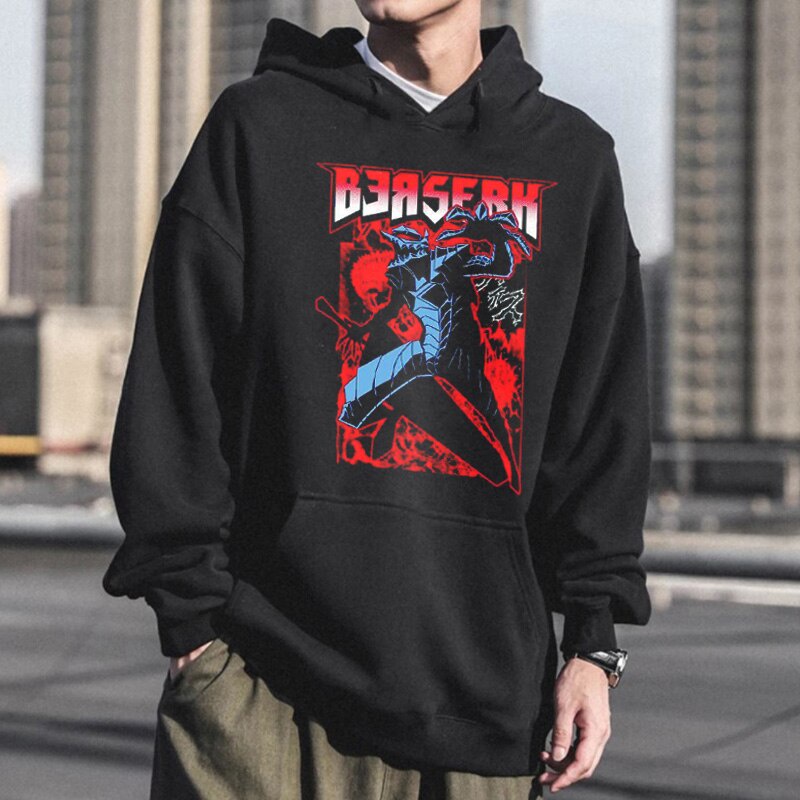 Áo Hoodie Nam Tay Dài In Hình Manga Berserk Guts Cá Tính