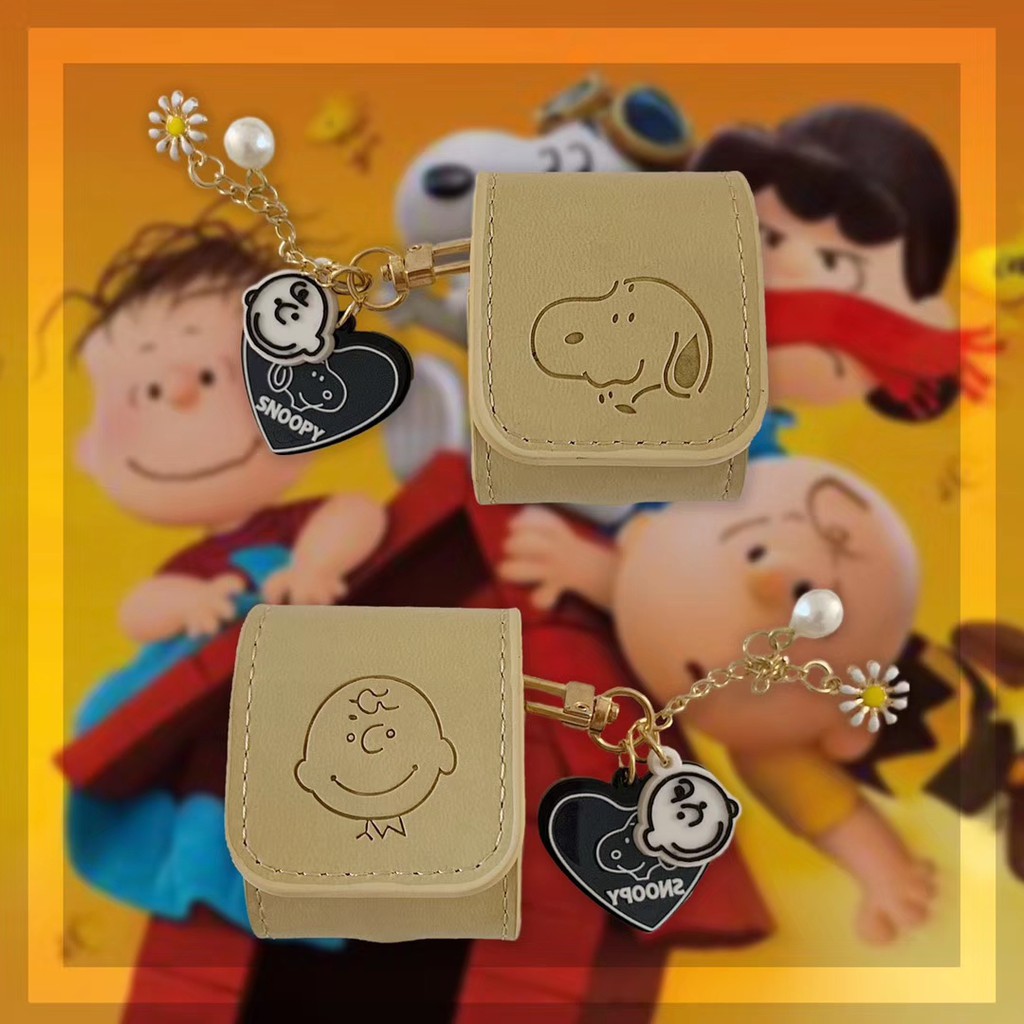 Mềm leather Airpods - Phim hoạt hình Snoopy và Charlie Mặt dây chuyền phù hợp cho Apple Airpods #HG032