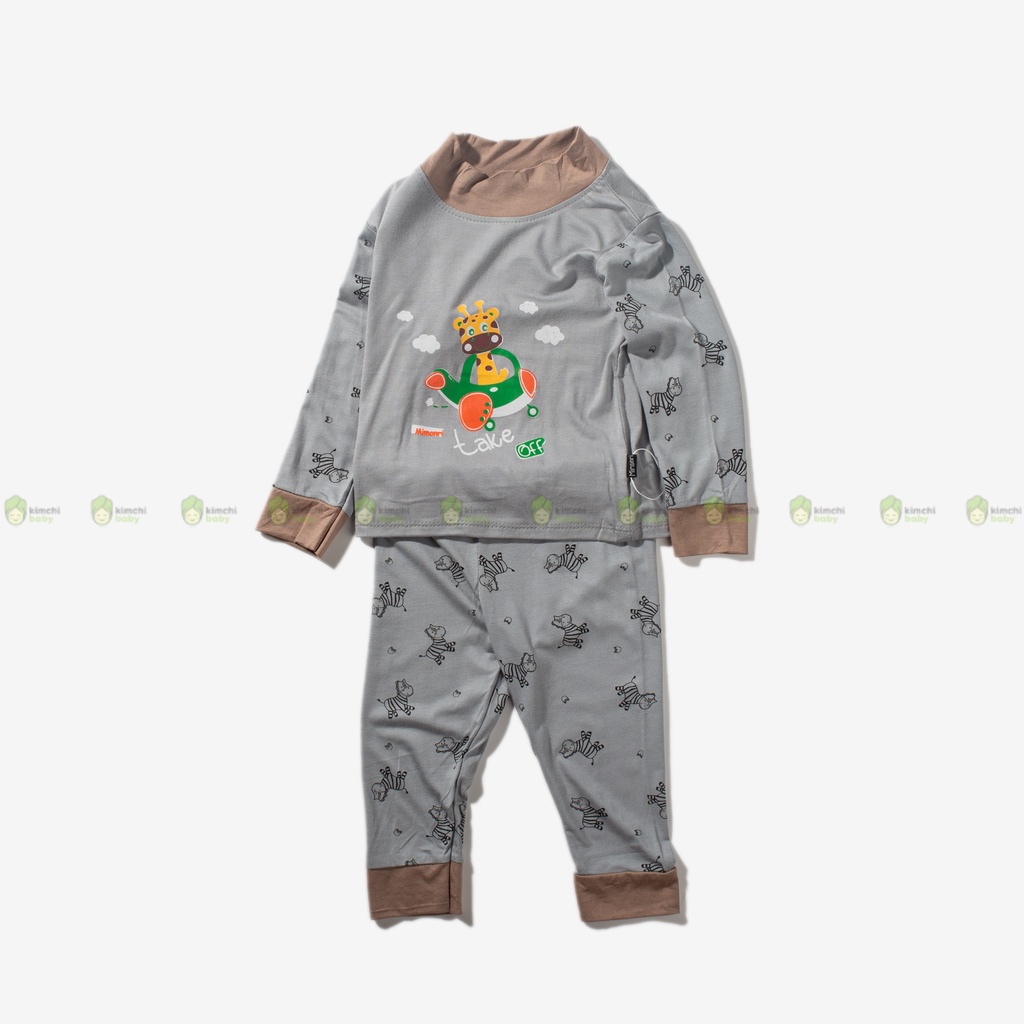 Bộ Dài Tay Bé Gái, Bé Trai MIMONRI Vải Thun Lạnh Cổ 3P Hoạ Tiết Tuần Lộc,  Bộ Quần Áo Trẻ Em Thu Đông KWTD2218