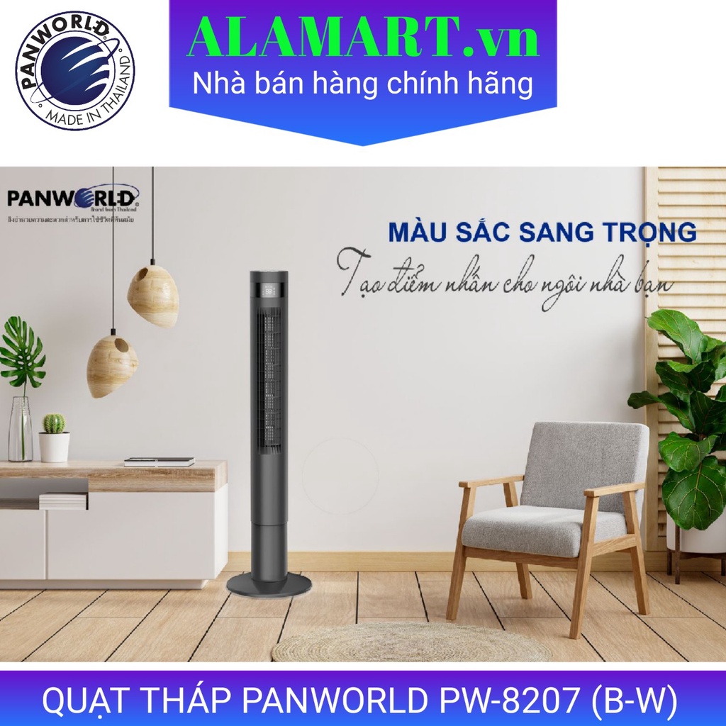 Quạt Tháp Panworld PW8207 (B/W) cao cấp chính hãng Thái Lan, hoạt động êm ái - bảo hành 2 năm