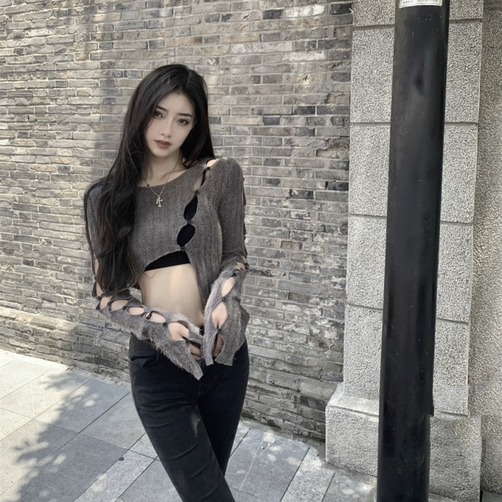 Áo Sweater Dệt Kim Dáng Ngắn Thời Trang Mùa Thu Quyến Rũ Cho Nữ