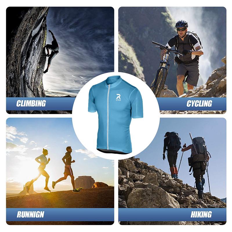 Áo thun đạp xe thiết kế tay ngắn cổ tròn thời trang dành cho nam
